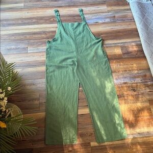 Green cotton overalls, romper,  jumpsuit size XL